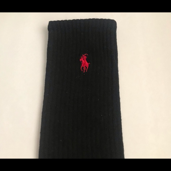 New Polo Ralph Lauren Men’s Sport Socks Black with Red Pony Grey Toes Heels - Picture 3 of 16